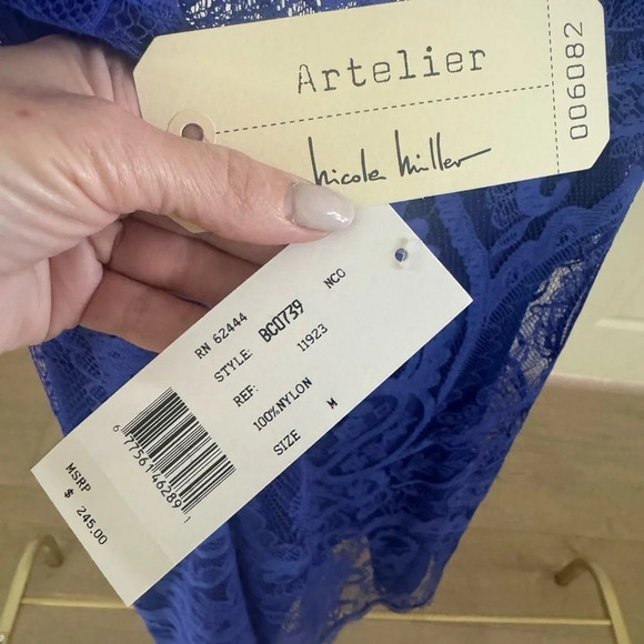 Nicole Miller cobalt blue lace dress with liner - Picture 6 of 7